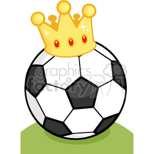 Royalty Free RF Clipart Illustration Soccer Ball With Gold Crown On Grass