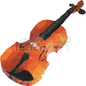 A geometric, low-poly style illustration of a violin. The image features an orange and black color scheme with various polygonal shapes forming the structure of the violin.