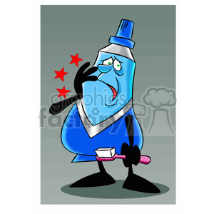   mo the toothpaste cartoon character with tooth ache 