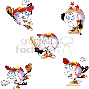cartoon baseball mascot set no background