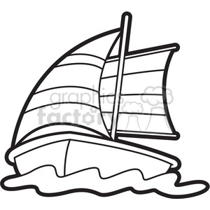 vector cartoon sailboat outline