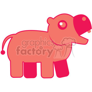 The clipart image shows a cartoon hippopotamus with a pink body, white eyes, and small ears. The hippo appears to be standing on its four legs and facing forward.