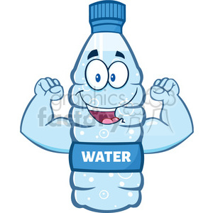   illustration cartoon ilustation of a water plastic bottle cartoon character flexing his muscles vector illustration isolated on white background 