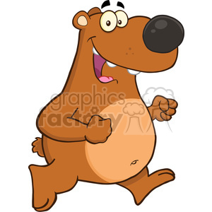 royalty free rf clipart illustration happy brown bear cartoon character running vector illustration isolated on white