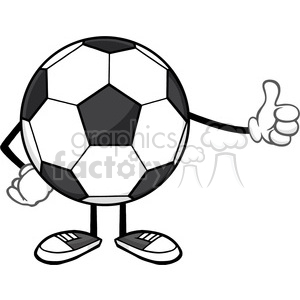 soccer ball faceless cartoon mascot character giving a thumb up vector illustration isolated on white background