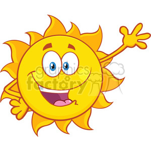 happy summer sun cartoon mascot character waving for greeting vector illustration isolated on white background