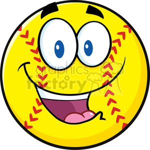 happy softball cartoon character vector illustration isolated on white background