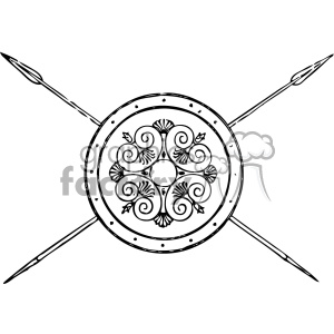 1900s Grecian shield and spears vintage 1900 vector art GF