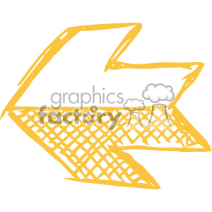 Abstract yellow arrow with cross-hatch pattern