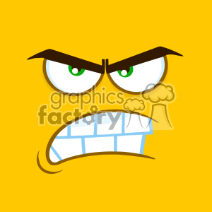10901 Royalty Free RF Clipart Aggressive Cartoon Square Emoticons With Angry Expression Vector With Yellow Background