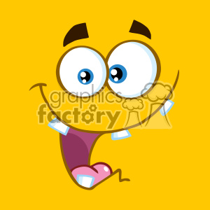 A vibrant, comical face with a wide smile, large googly eyes, and a playful expression on a bright yellow background.