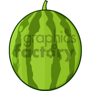 Royalty Free RF Clipart Illustration Green Watermelon Fresh Fruit Cartoon Drawing Simple Design Vector Illustration Isolated On White Background