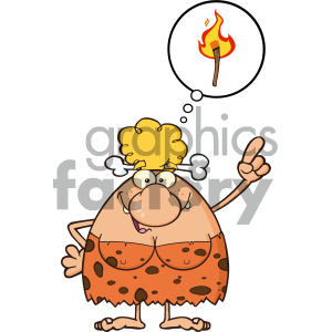 Smiling Cave Woman Cartoon Mascot Character With Good Idea Vector Illustration Isolated On White Background