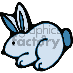 The image is a simple clipart of a blue rabbit or bunny. It is stylized with bold outlines and minimal shading.