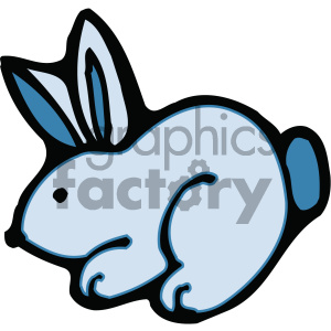   The image is a simple clipart of a blue rabbit or bunny. It is stylized with bold outlines and minimal shading. 
