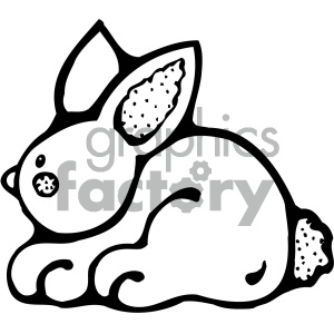 cartoon clipart bunny 005 bw