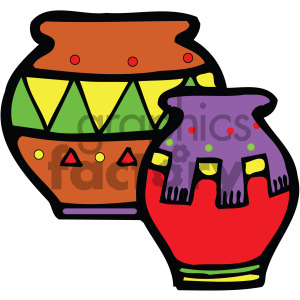 cartoon native american pottery vector