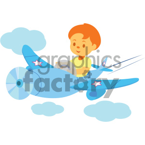 boy flying an airplane vector illustration
