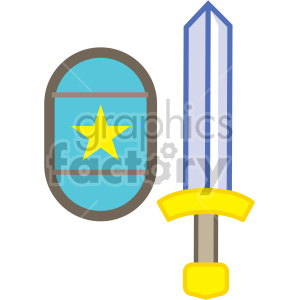 sword and shield vector game art icons