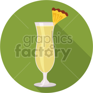 pina colada glass on green circle background flat icons