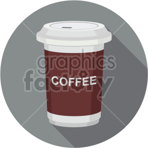 coffee travel cup on circle background vector flat icons