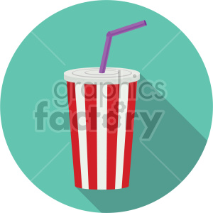 soda cup with straw on circle background vector flat icons