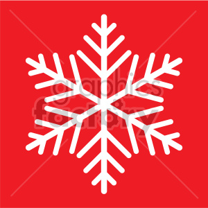 White snowflake illustration on a red background, symbolizing winter and Christmas.