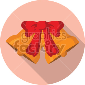 Clipart image of two golden bells tied with a red ribbon, symbolizing holiday and festive celebrations.