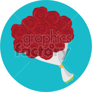 red rose bouquet vector icon on blue background