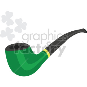 A green smoking pipe with shamrock-shaped smoke, symbolizing St. Patrick's Day and Irish culture.