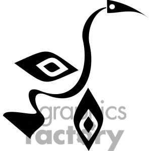 Abstract black and white bird design