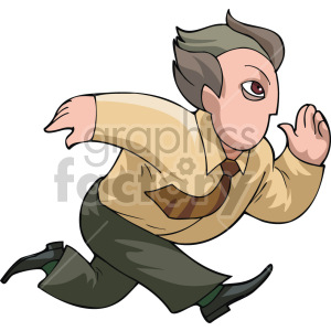 A cartoon-style businessman in a yellow shirt and tie, running as if he's late.