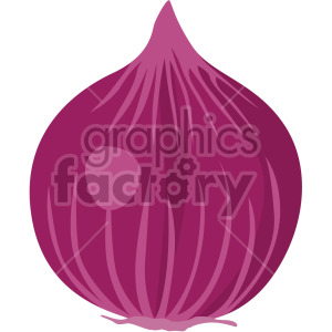 Clipart image of a whole red onion with shades of purple and red.