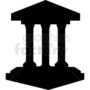 Clipart image of a classical Greek or Roman style building with three columns and a triangular pediment.