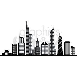 black and white chicago city vector skyline