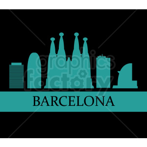 Clipart illustration of Barcelona's iconic skyline featuring notable buildings and landmarks.