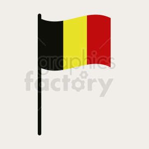 The image is a simple graphical representation of the flag of Belgium. The flag features three vertical bands of black, yellow, and red.