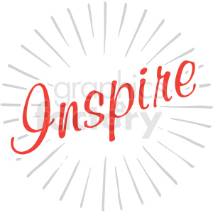 A clipart image featuring the word 'Inspire' in red cursive text with radiating lines in the background.