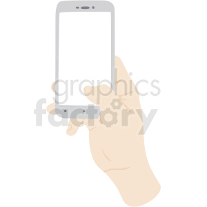 A hand holding a blank smartphone in a vertical position.