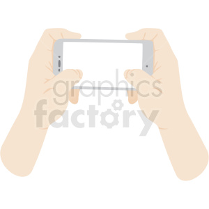 two hands holding phone vector clipart no background