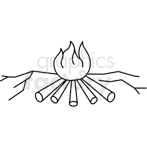 black and white camp fire icon