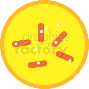 Clipart of a petri dish containing abstract virus or bacteria illustrations.