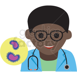 young african american doctor cartoon vector icon