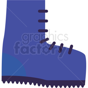 A vector illustration of a blue winter hiking boot with a rugged sole and laces.