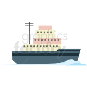 ice breaker ship flat vector icon