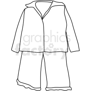   This clipart image depicts a simple line drawing of a two-piece set of PJ