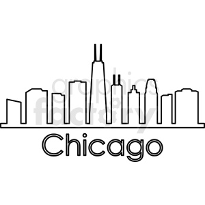 Chicago city skyline vector outline clipart. - 412226 - Graphics Factory
