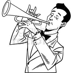 black and white retro man playing the sax vector clipart