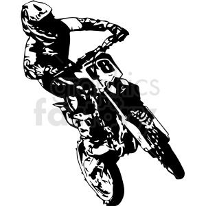 black and white motocross rider vector illustration