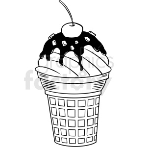 black white ice cream cone vector clipart